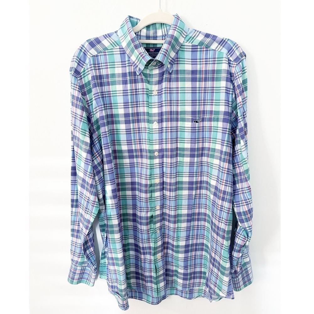 Vineyard Vines Men’s Slim Fit Tucker Shirt Plaid Size Large Button Down EUC